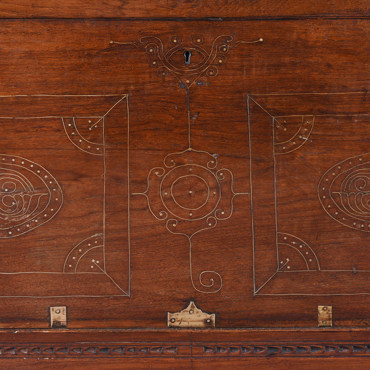 Inlay Detail From Antique Brass Bound Burmese Military Chest | Indigo Antiques