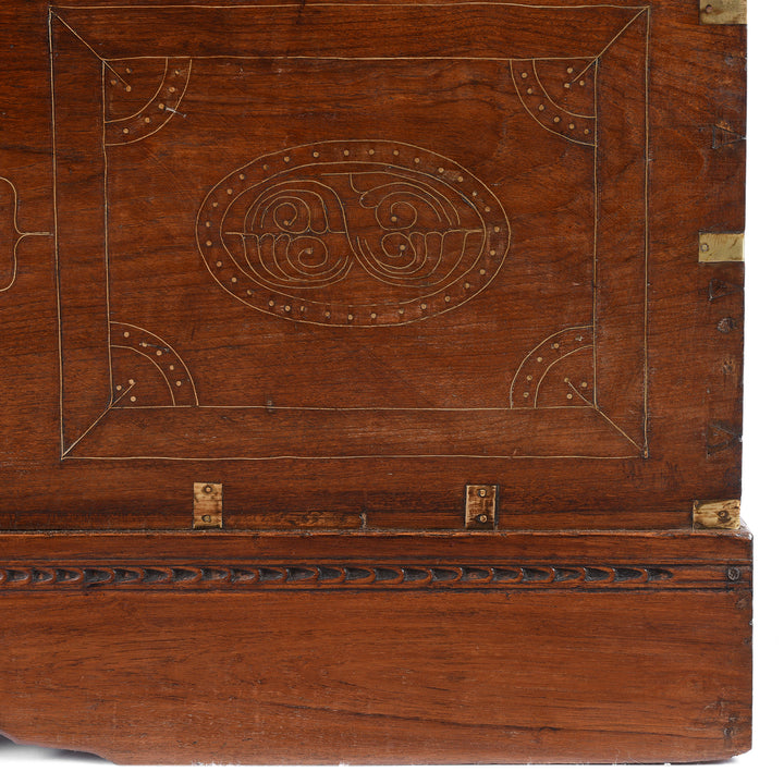 Inlay Detail From Antique Brass Bound Burmese Military Chest | Indigo Antiques