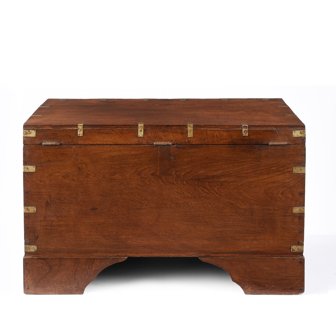 Back Of Antique Brass Bound Burmese Military Chest | Indigo Antiques