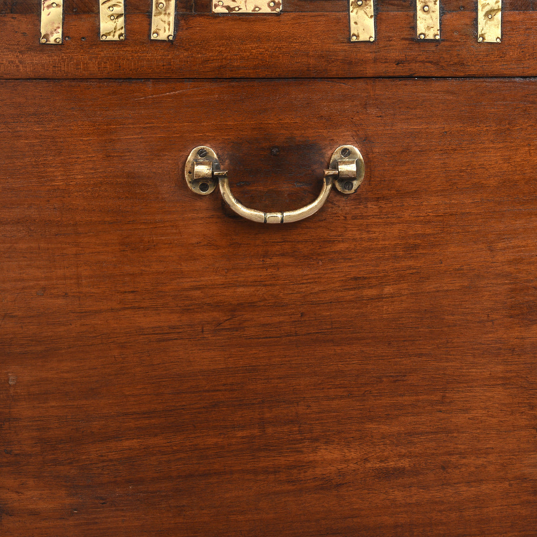 Handle Detail From Antique Brass Bound Burmese Military Chest | Indigo Antiques