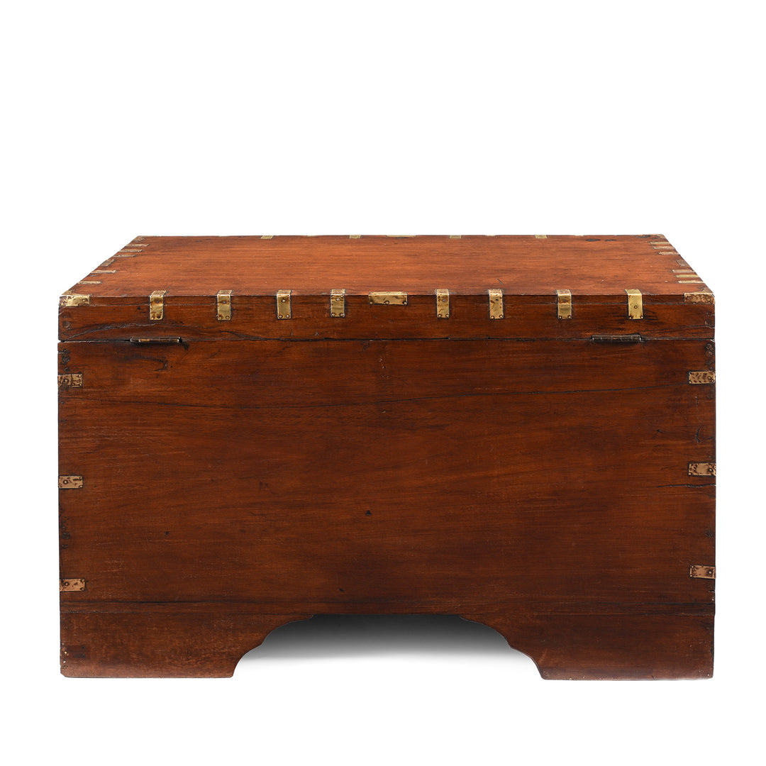 Back Of Antique Brass Bound Burmese Military Chest | Indigo Antiques