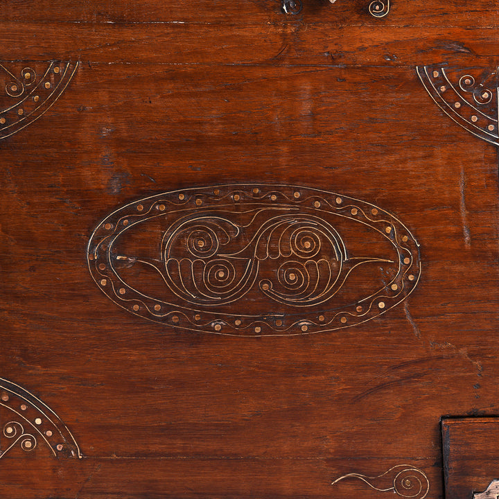 Detail From Antique Brass Bound Burmese Military Chest | Indigo Antiques