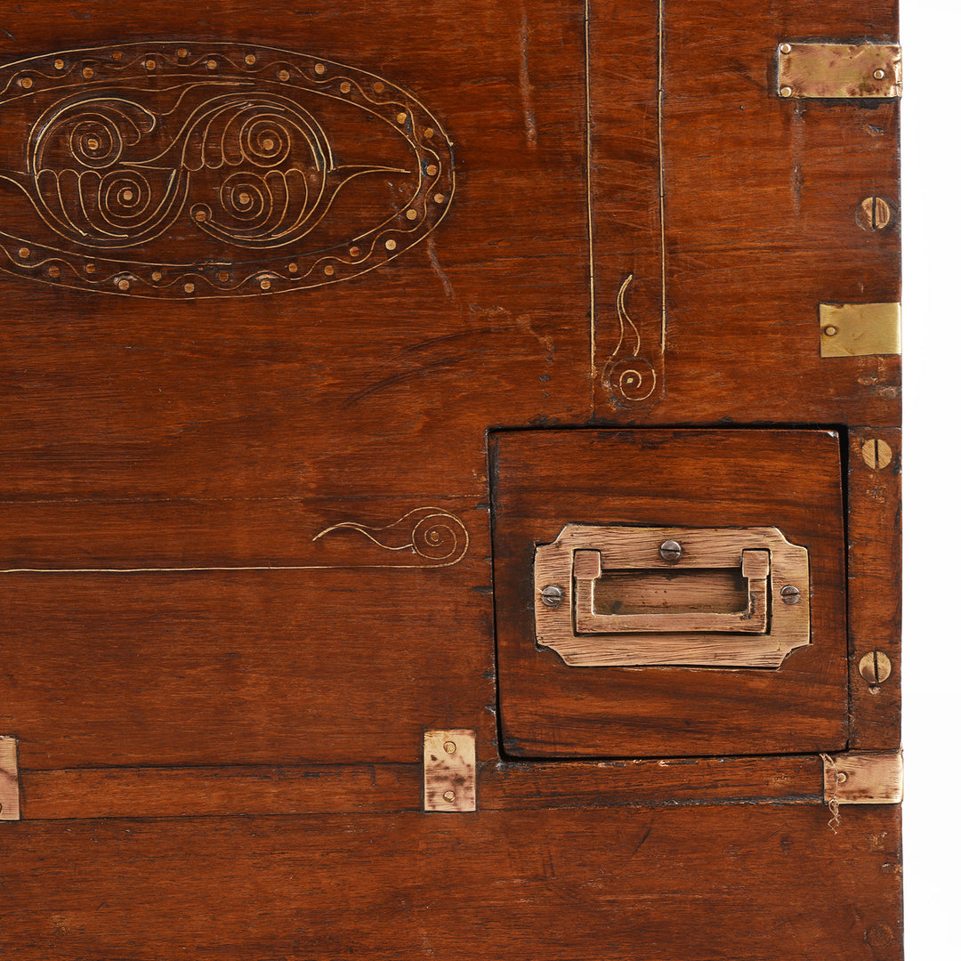 Drawer Detail From Antique Brass Bound Burmese Military Chest | Indigo Antiques