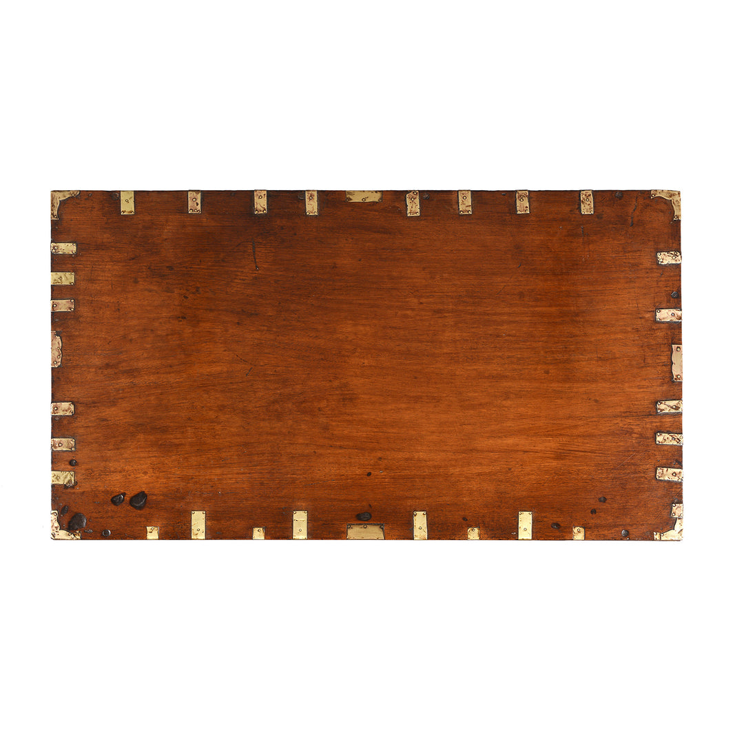 Top Down View Of Antique Brass Bound Burmese Military Chest | Indigo Antiques