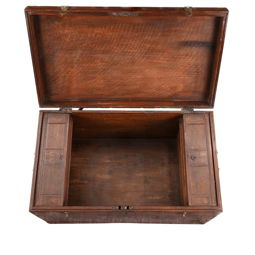 Interior Of Antique Brass Bound Burmese Military Chest | Indigo Antiques