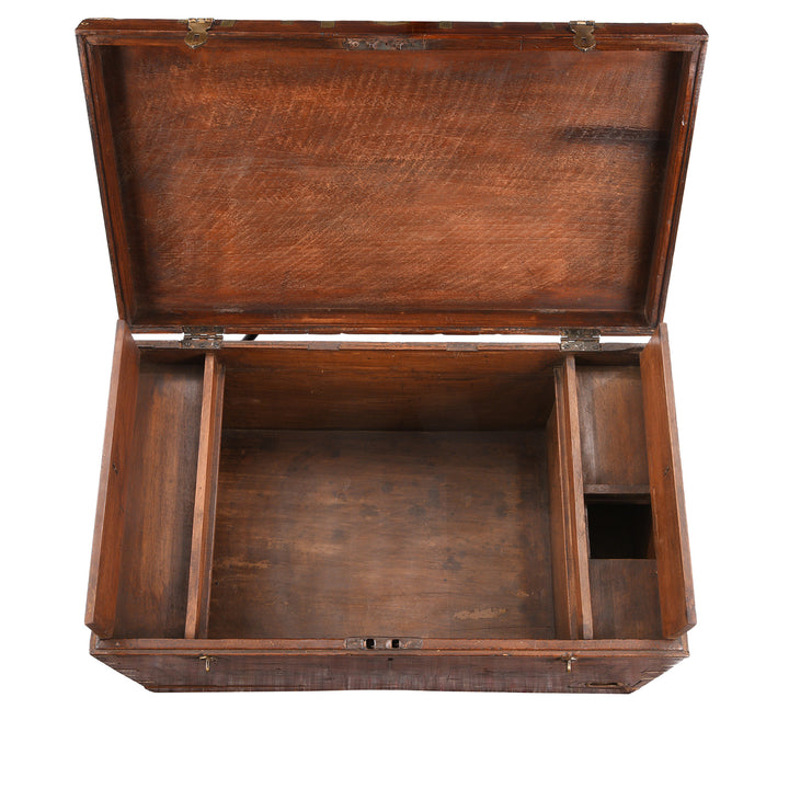 Interior Of Antique Brass Bound Burmese Military Chest | Indigo Antiques