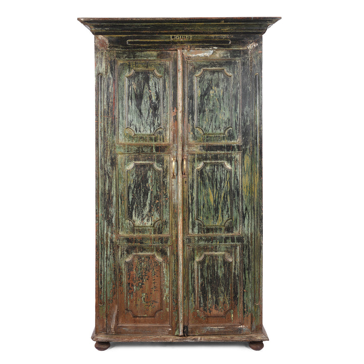 Green Painted Reclaimed Teak Cabinet | Indigo Antiques