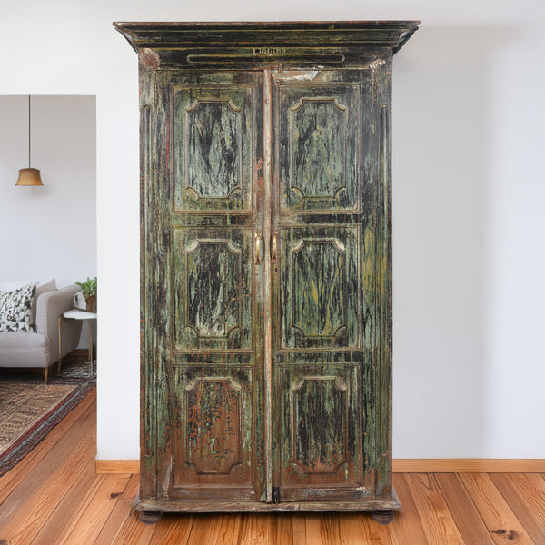 Green Painted Reclaimed Teak Cabinet