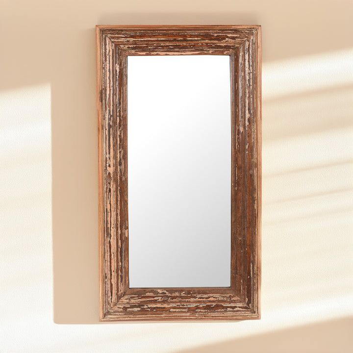 Antique Rustic Mirror Made From Architectural Teak | Indigo Antiques