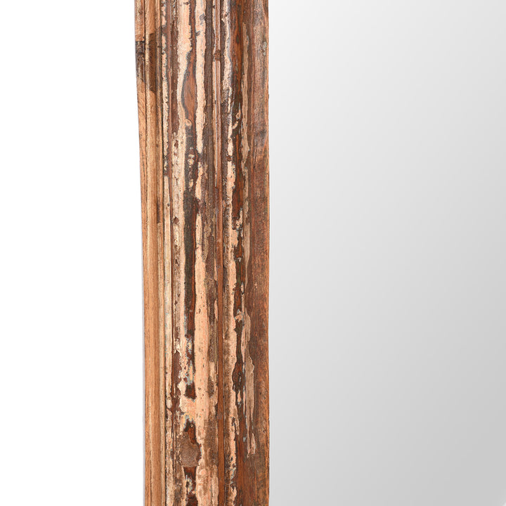 Frame Detail From Antique Rustic Mirror Made From Architectural Teak | Indigo Antiques