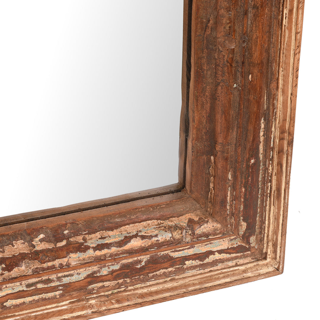 Depth Detail From Antique Rustic Mirror Made From Architectural Teak | Indigo Antiques
