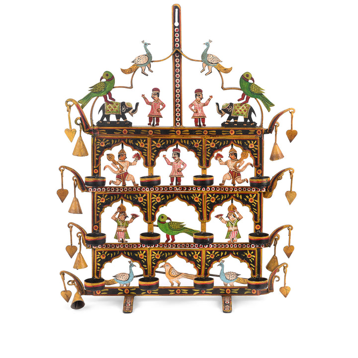 Painted Indian Iron Tribal "Toran" Diwali Lamp | Indigo Antiques