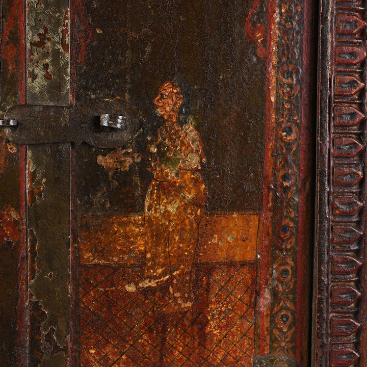 Radha Paintwork Detail From Antique Painted Radha Krishna Shutter From Bikaner | Indigo Antiques