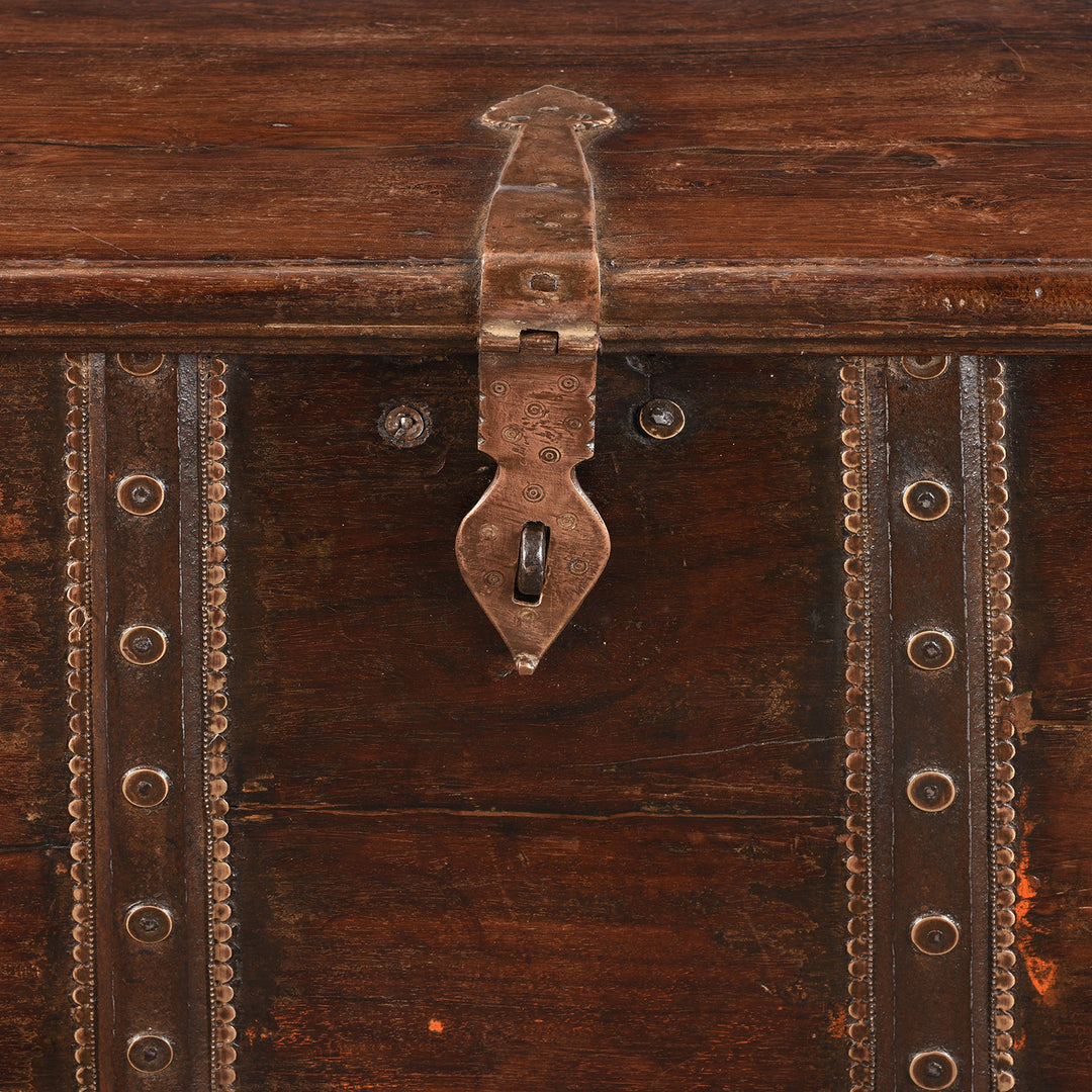 Latch Detail From Antique Indian Iron Bound Rosewood Chest From Kutch | Indigo Antiques
