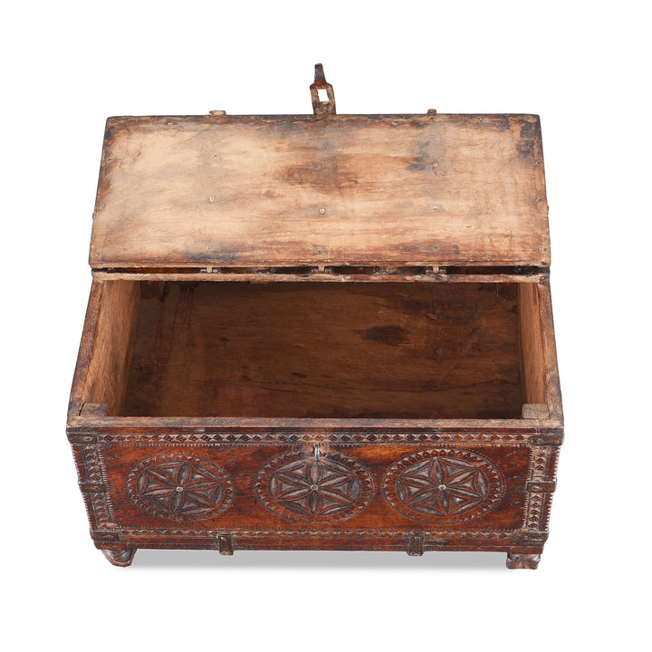 Interior Of Antique Chip Carved Merchants Box From Ramgargh | Indigo Antiques