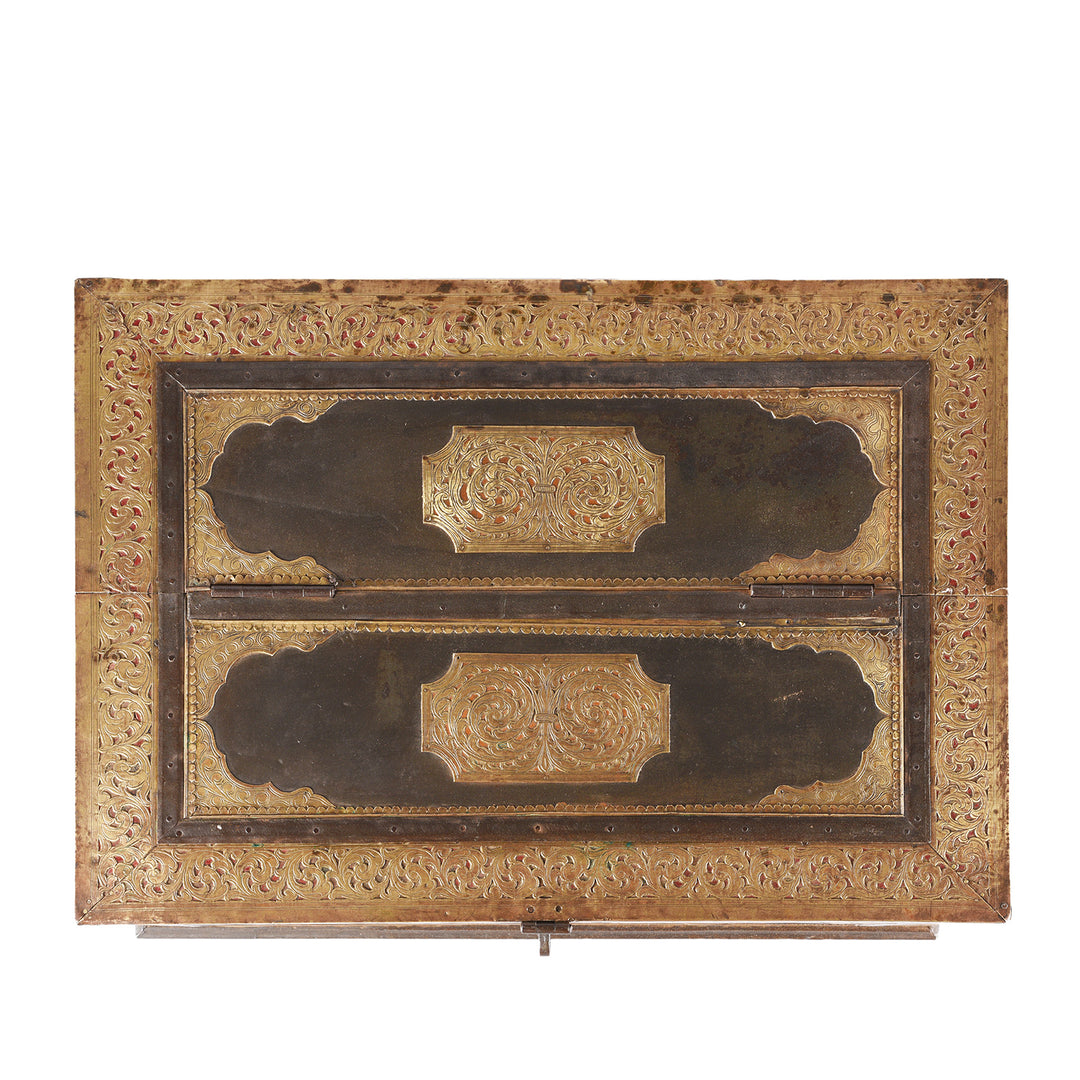 Top Down View Of Antique Indian Shekhawati Trousseau Box | Indigo Antiques
