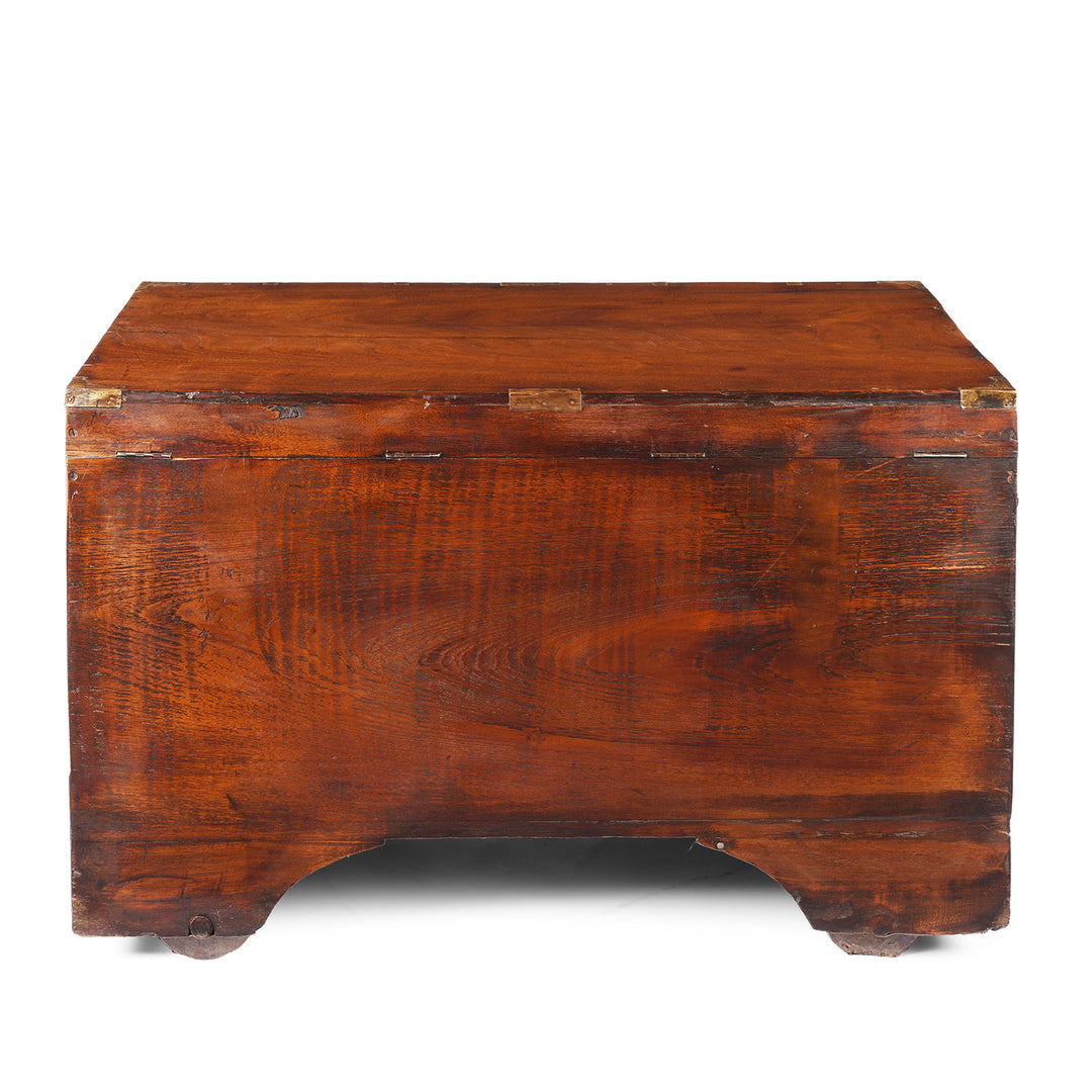 Back Of Antique Brass Bound Burmese Military Chest | Indigo Antiques