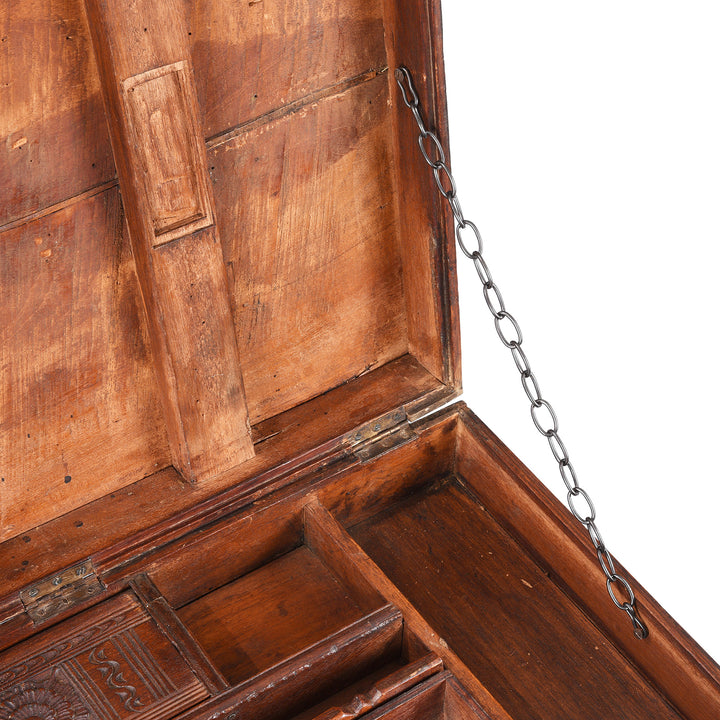 Chain Detail From Antique Brass Bound Burmese Military Chest | Indigo Antiques