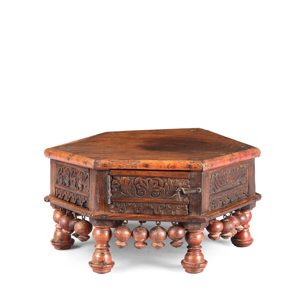 Antique Lacquered Mini Bajot Prayer Table From Shekhawati | Indigo Antiques