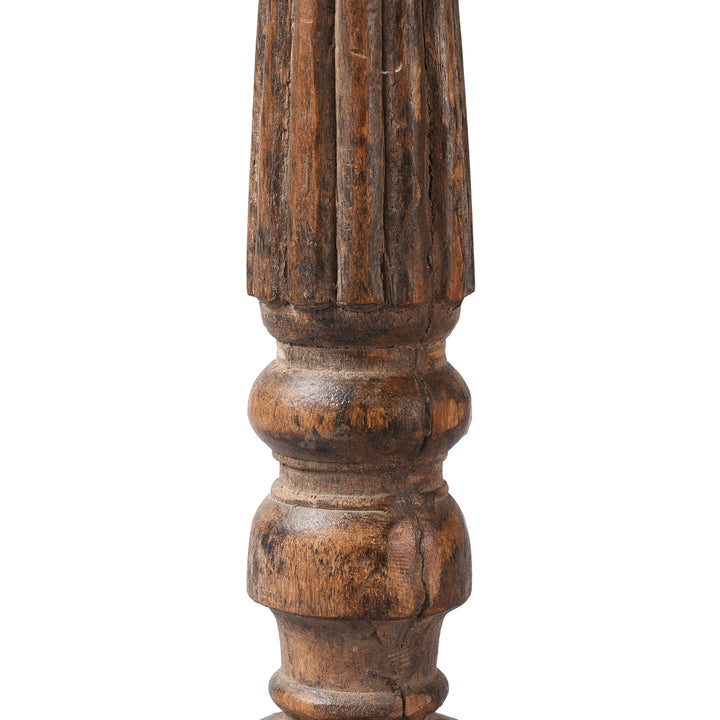 Stick Detail From Antique Carved Teak Candle Stick From Banswara Tribal Region | Indigo Antiques