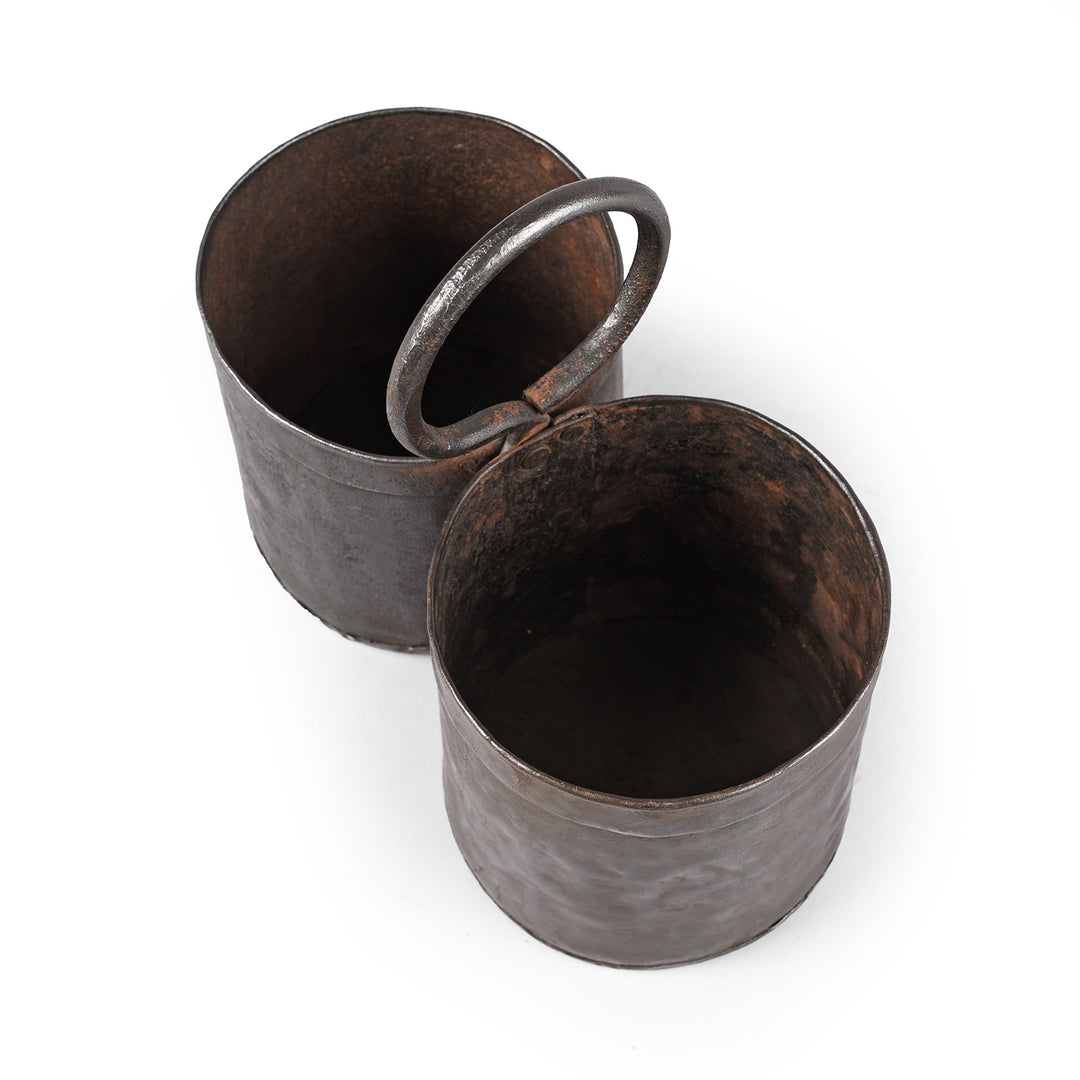 Interior Of Double Vintage Iron Bottle Carrier | Indigo Antiques