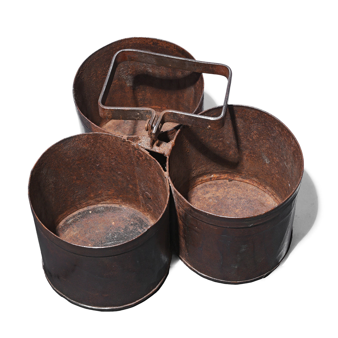 Interior Of Triple Way Vintage Iron Bottle Carrier | Indigo Antiques