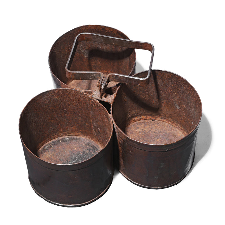 Interior Of Triple Way Vintage Iron Bottle Carrier | Indigo Antiques