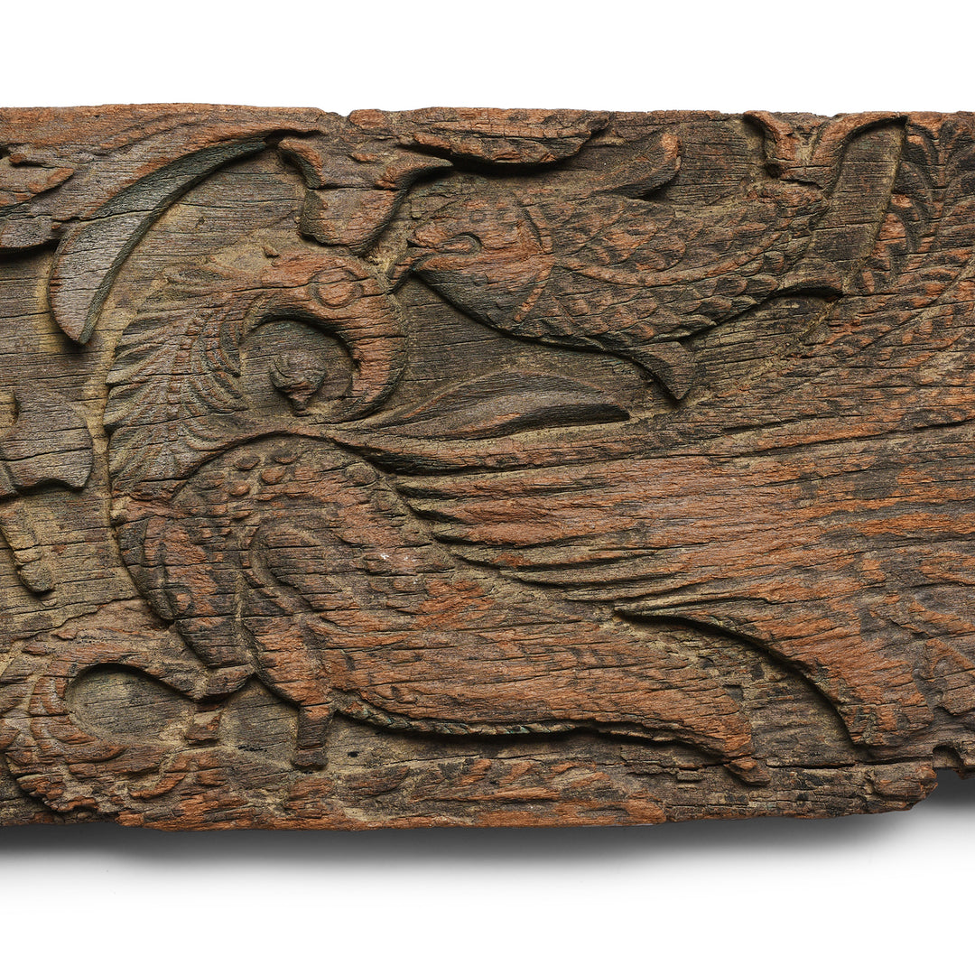 Peacock Carving From Antique Carved Indian Lintel Panel  | Indigo Antiques