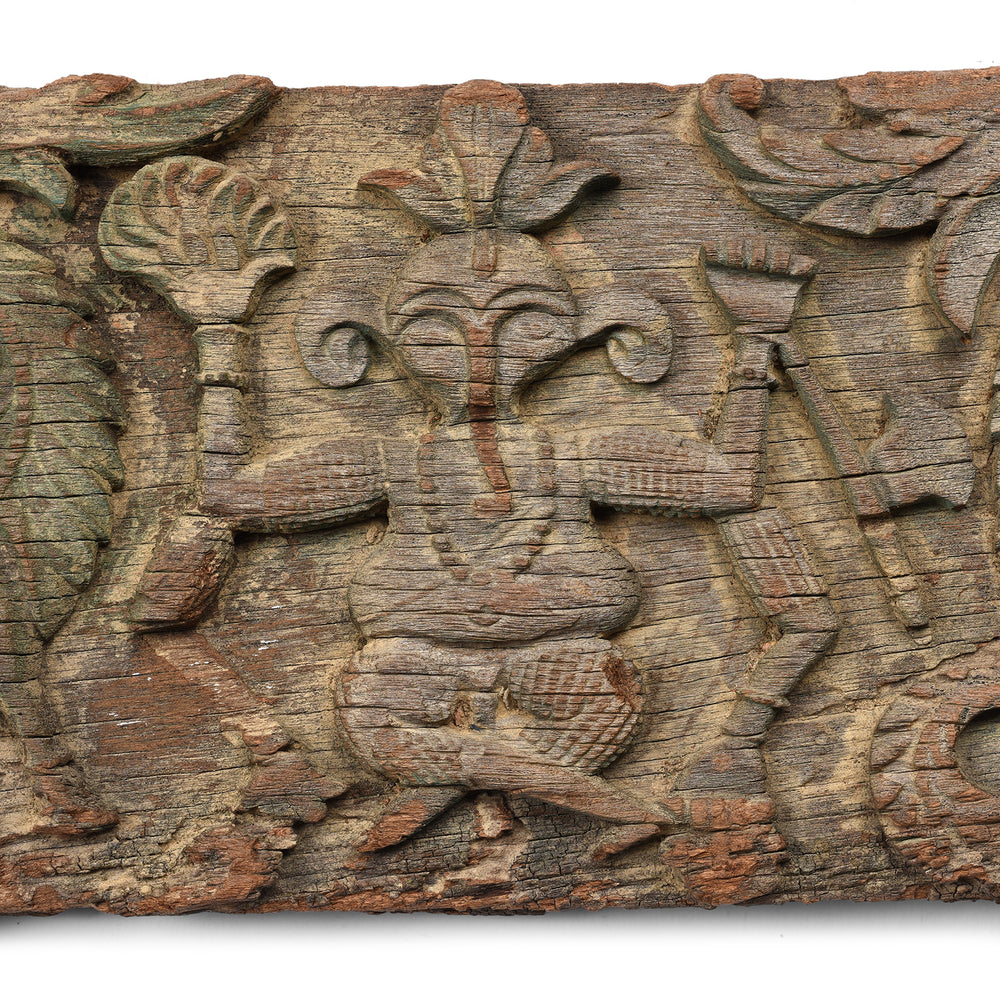 Ganesh Carving From Antique Carved Indian Lintel Panel  | Indigo Antiques