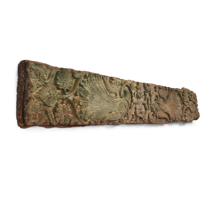 Angled VIew Of Antique Carved Indian Lintel Panel  | Indigo Antiques