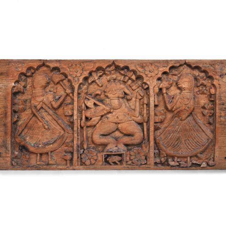 Detail From Central Design On Antique Carved Indian Ganesh Lintel Panel  | Indigo Antiques