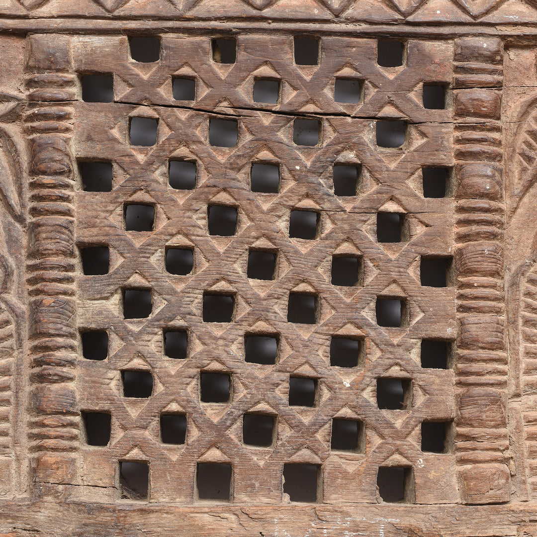 Carving Detail From Antique Indian Carved Cedar Tribal Lintel Panel  | Indigo Antiques