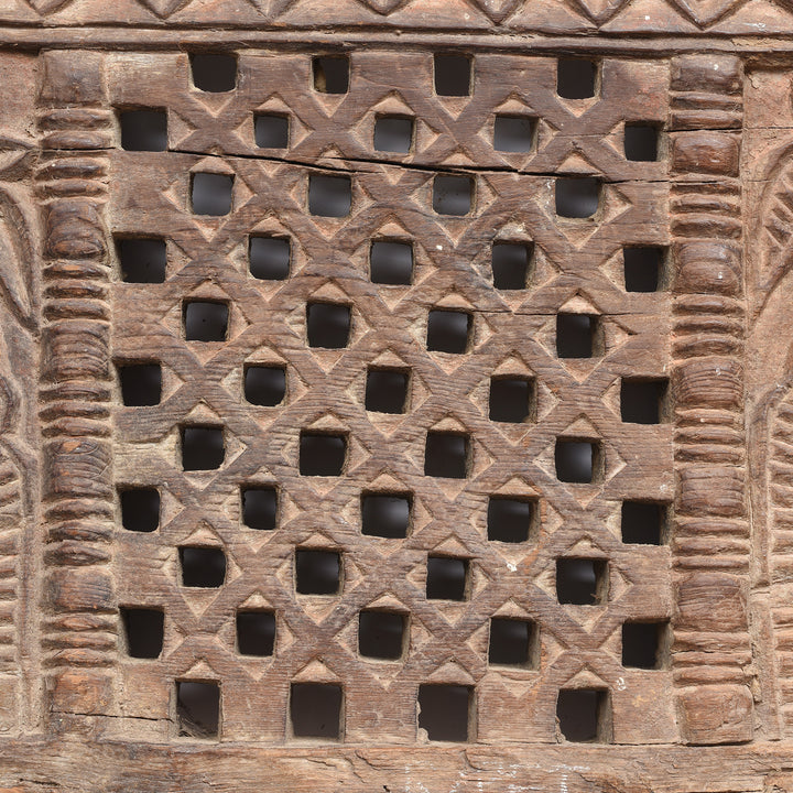 Carving Detail From Antique Indian Carved Cedar Tribal Lintel Panel  | Indigo Antiques