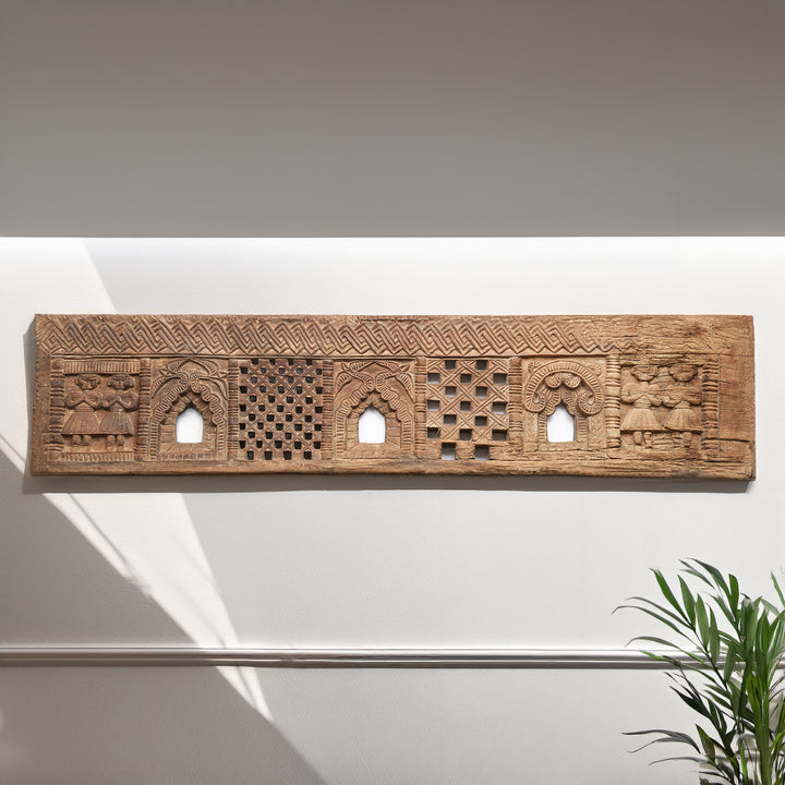 Antique Tribal Indian Himachal Cedar Panel From Kullu Valley | Indigo Antiques
