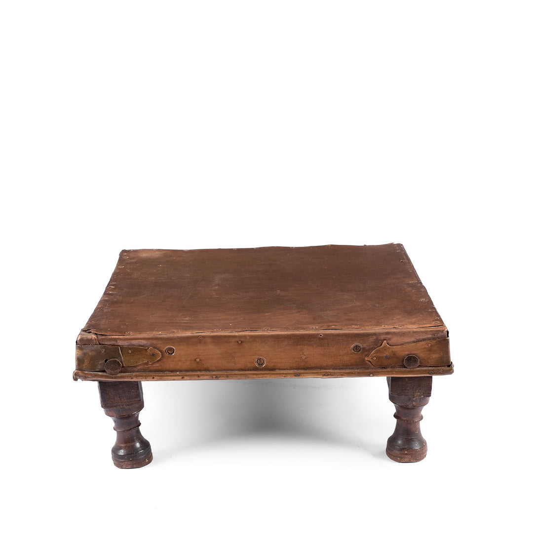 Antique Indian Brass Bajot Low Table From Shekhawati | Indigo Antiques