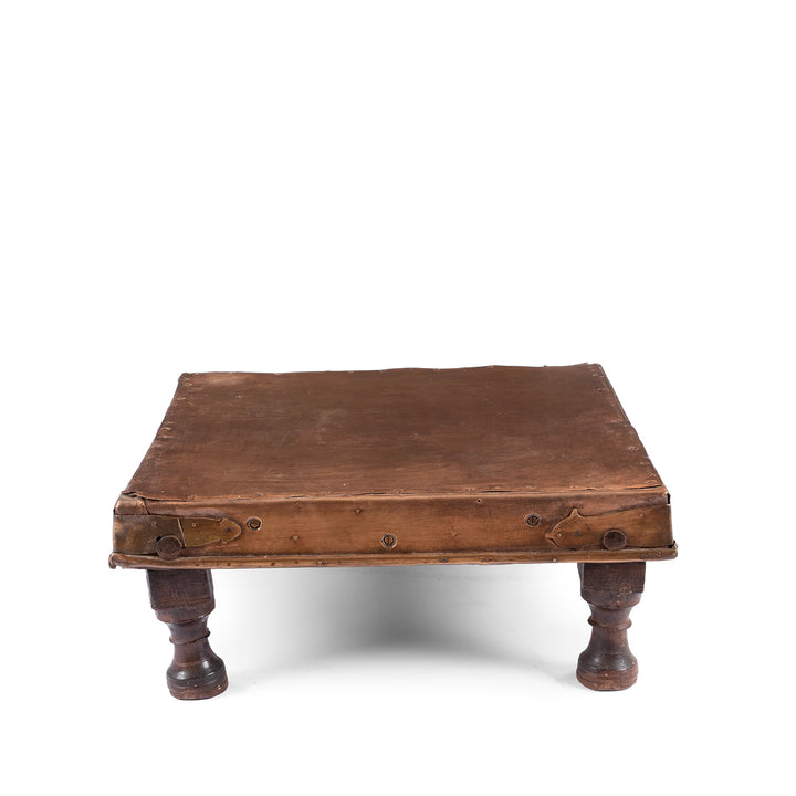 Antique Indian Brass Bajot Low Table From Shekhawati | Indigo Antiques