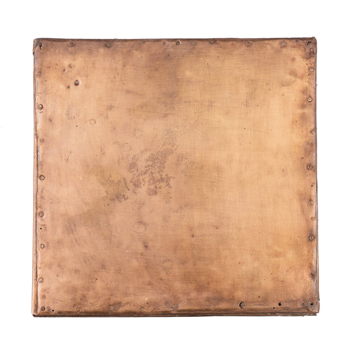 Top Down View Of Antique Indian Brass Bajot Low Table From Shekhawati | Indigo Antiques