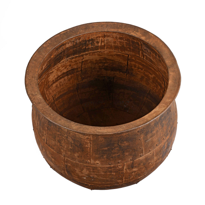 Interior Of Iron Indian Water Pot For Planter | Indigo Antiques