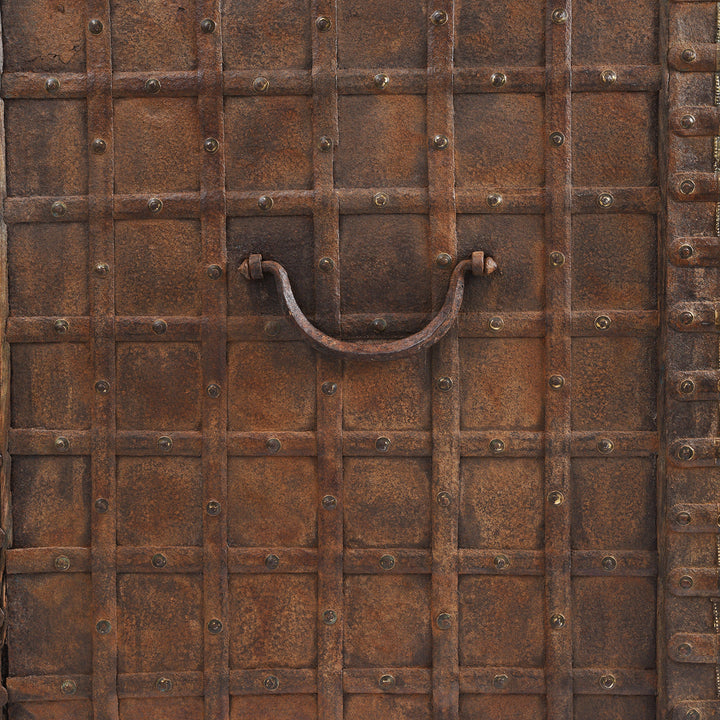 Handle Detail From Antique Brass Bound Indian 'Pithara' Chest From Gujarat  | Indigo Antiques