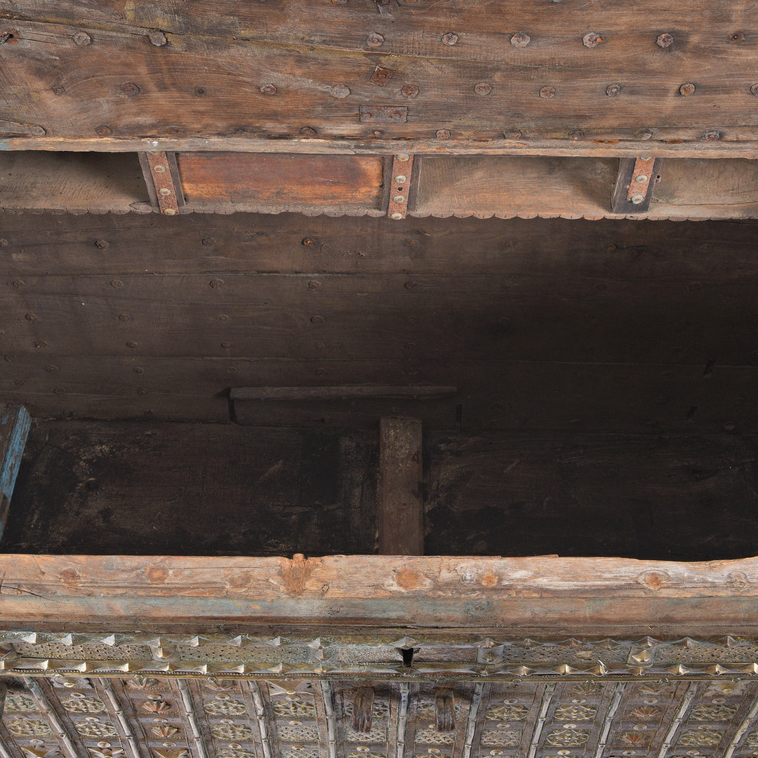 Interior Detail From Antique Brass Bound Indian 'Pithara' Chest From Gujarat  | Indigo Antiques