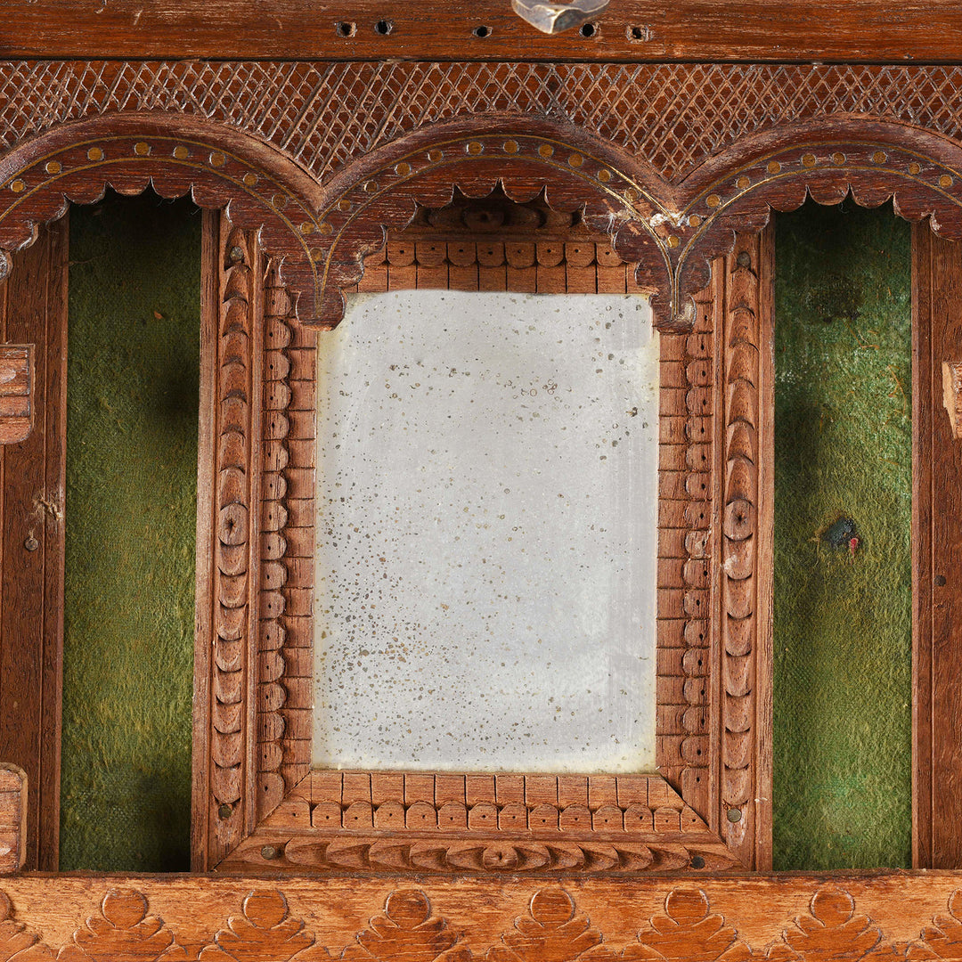 Mirror Detail From Antique Brass Bound Burmese Military Chest | Indigo Antiques