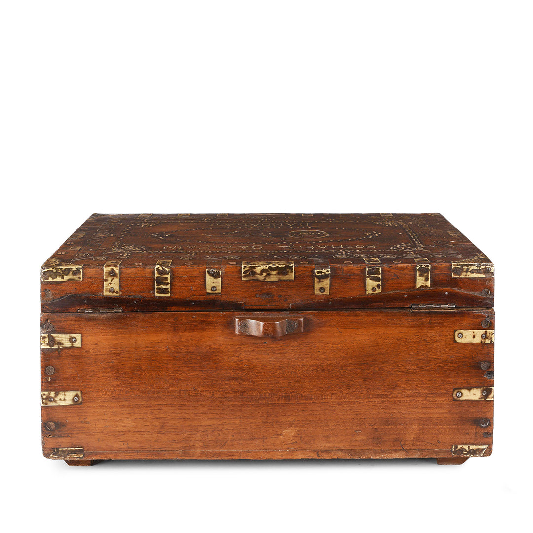 Back Of Antique Brass Bound Burmese Military Chest | Indigo Antiques