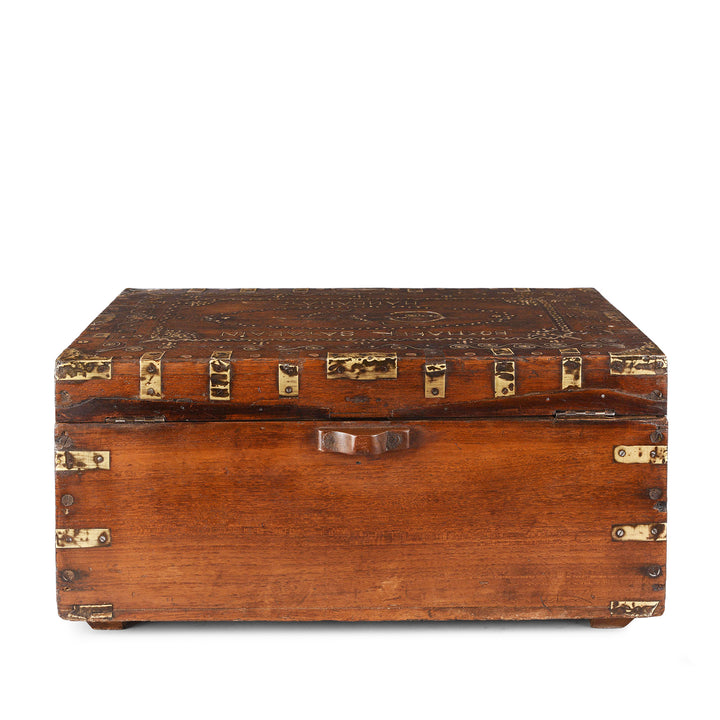 Back Of Antique Brass Bound Burmese Military Chest | Indigo Antiques