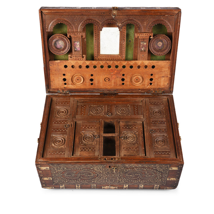 Interior Of Antique Brass Bound Burmese Military Chest | Indigo Antiques