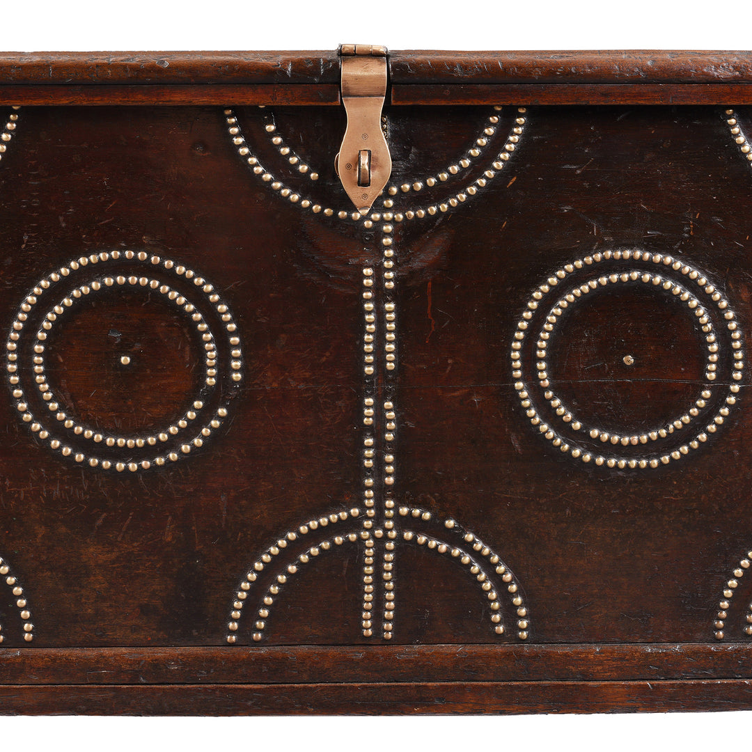 Studding Detail From Antique Brass Studded Rosewood Chest From Kutch | Indigo Antiques