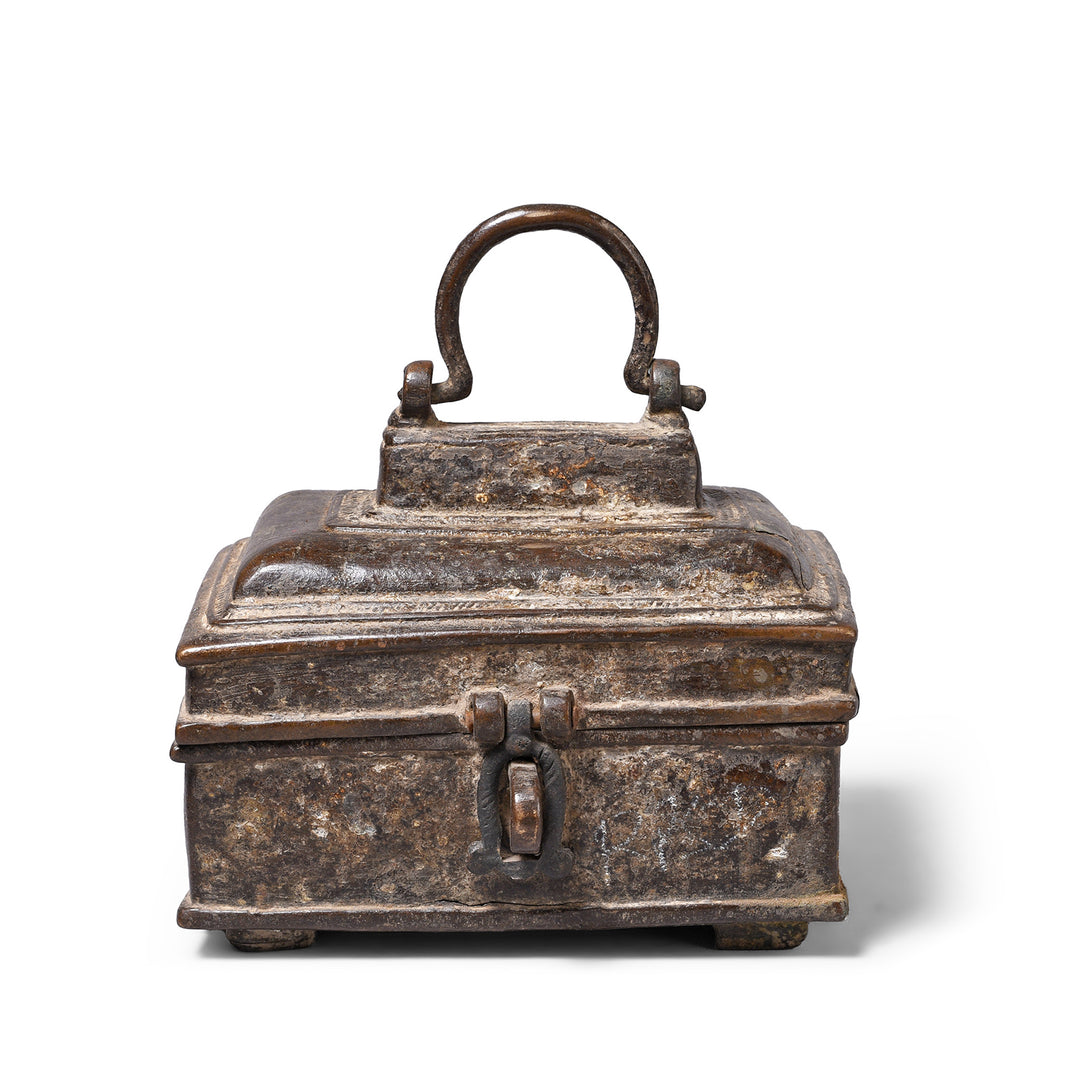 Antique Brass Dhokra Work Money Box From Orissa | Indigo Antiques