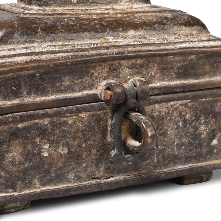Latch Detail From Antique Brass Dhokra Work Money Box From Orissa | Indigo Antiques