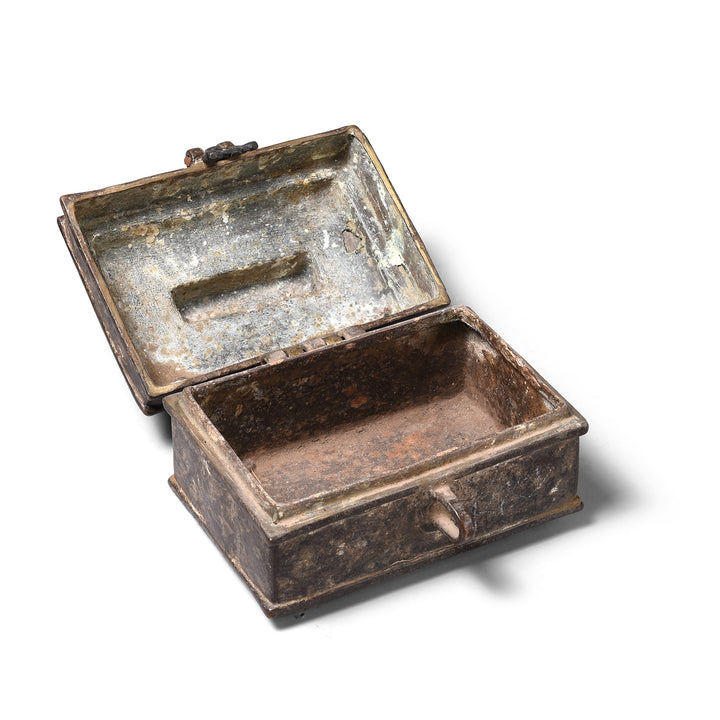 Interior Of Antique Brass Dhokra Work Money Box From Orissa | Indigo Antiques