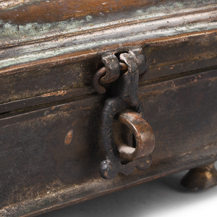 Latch Detail From Antique Brass Dhokra Work Money Box  From Orissa | Indigo Antiques