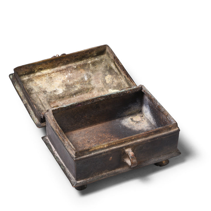 Interior Of Antique Brass Dhokra Work Money Box  From Orissa | Indigo Antiques